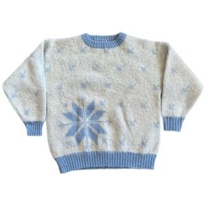 Vintage Ulma Sweater Men's M Nordic Wool Fair Isle Snowflake Iceland 90s‎